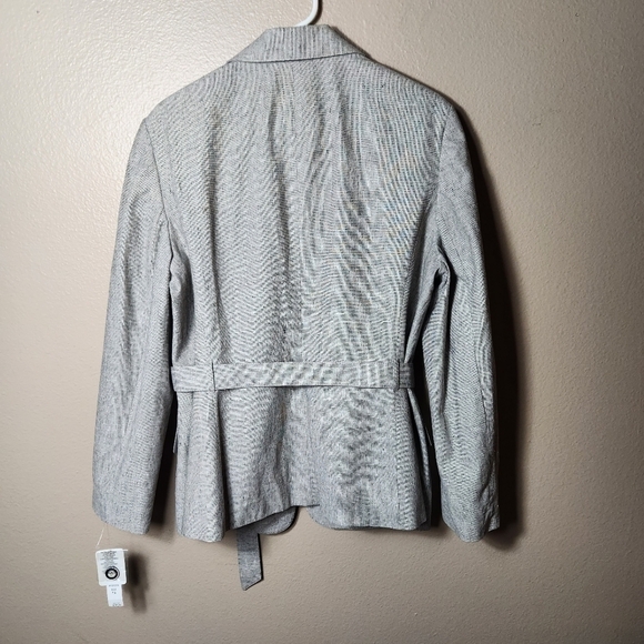 John Meyer Collection Linen Blend Tan Utility Blazer Jacket w/Belt-Size 16 NWT - Picture 8 of 11